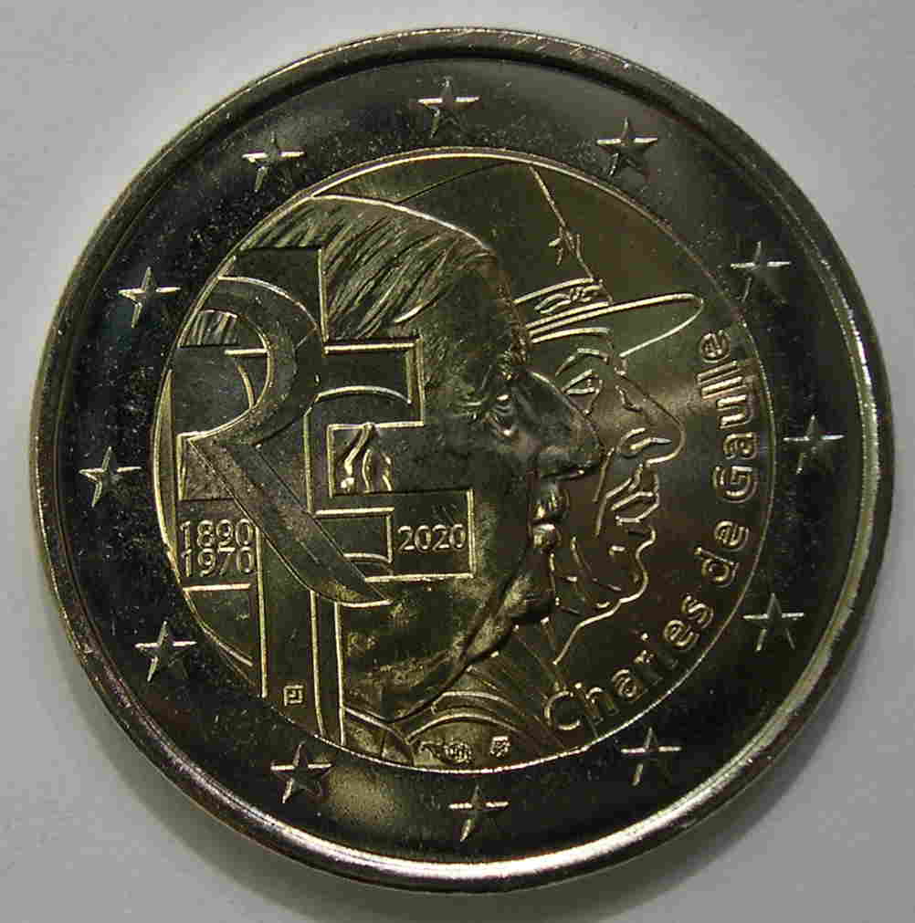 Valeur Piece De 2 Euros Charles De Gaulle FRANCIA. 2 EUROS. 2020. "CHARLES DE GAULLE". SC. BIMETAL | Numismática